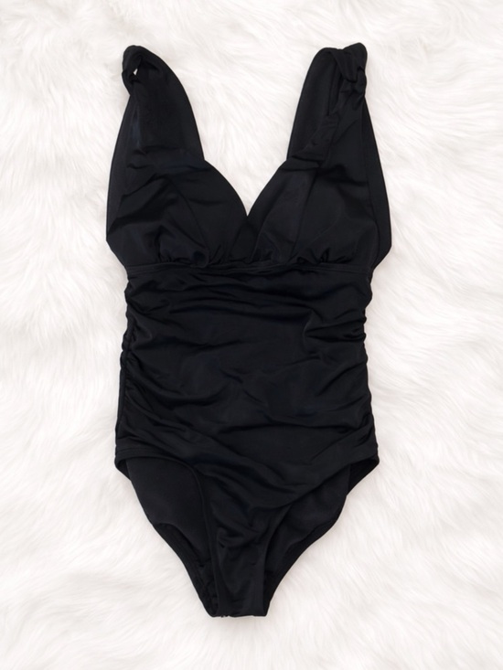 Time and Tru Other - Time & Tru Black One Piece Swimsuit Small Ruched Deep V Slimming Bathing Suit